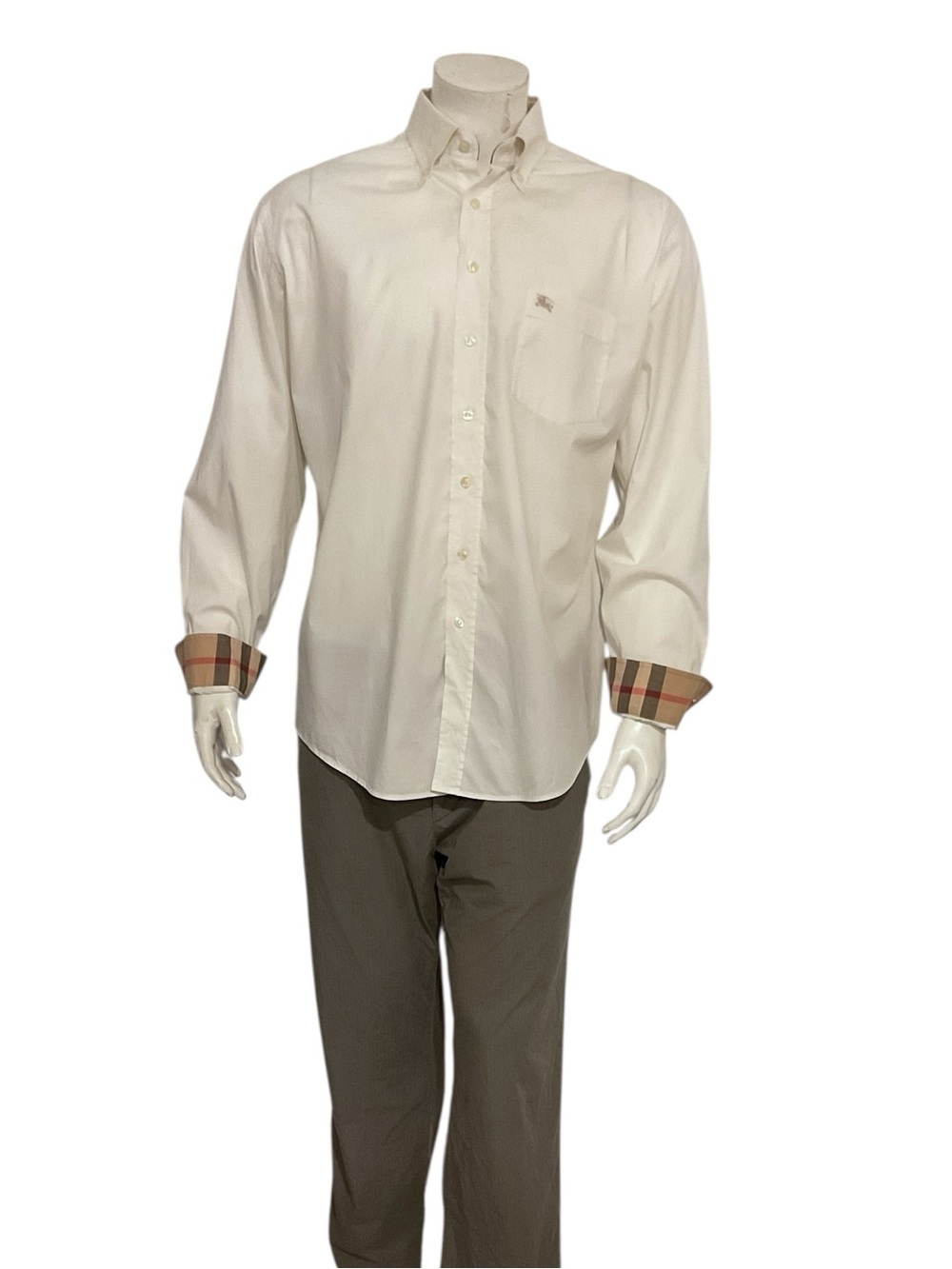 Burberry Brit Men’s White Navy Check Button Shirt